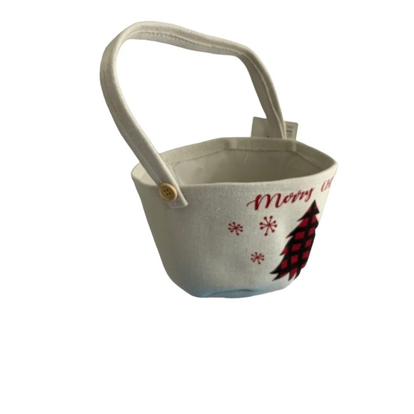 Simply Holiday Canvas Christmas Basket Lined Tote Buffalo Check Plaid - Picture 6 of 14